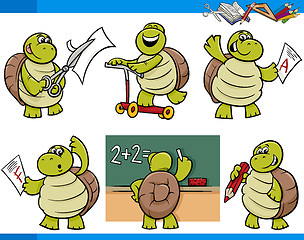 Image showing turtle character student cartoon set