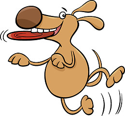 Image showing dog with frisbee cartoon illustration
