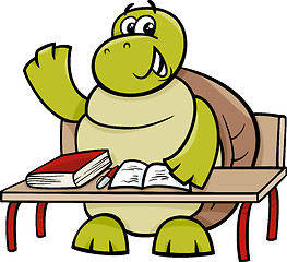 Image showing turtle raising hand cartoon illustration