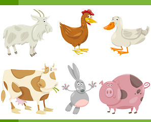 Image showing farm animals cartoon set illustration