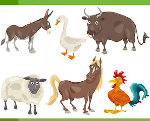 Image showing farm animals cartoon set illustration