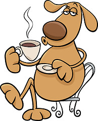 Image showing dog with coffeel cartoon illustration