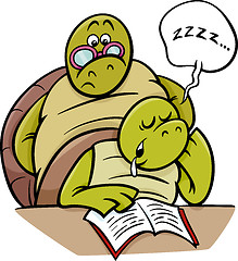 Image showing sleeping turtle on lesson cartoon