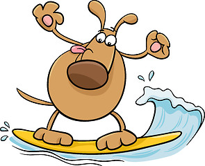 Image showing surfing dog cartoon illustration