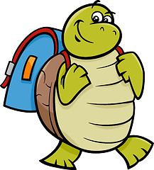 Image showing turtle with satchel cartoon illustration