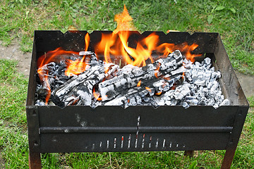 Image showing Fire in a container for cooking meat