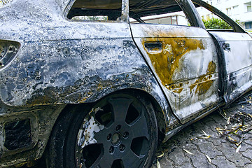 Image showing Completely burnt car