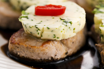 Image showing steak with herbs butter