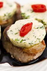 Image showing steak with herbs butter