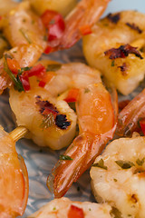 Image showing Skewered Tiger Prawns