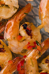 Image showing Skewered Tiger Prawns