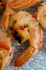 Image showing Skewered Tiger Prawns