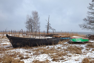 Image showing Boats in winter