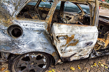 Image showing Completely burnt car