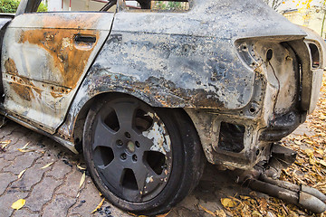 Image showing Completely burnt car