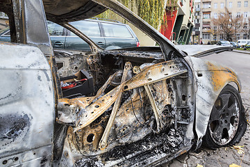 Image showing Completely burnt car