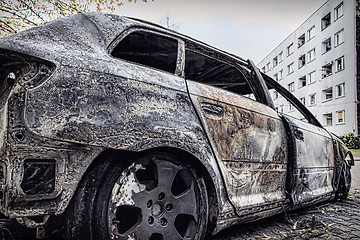 Image showing Completely burnt car