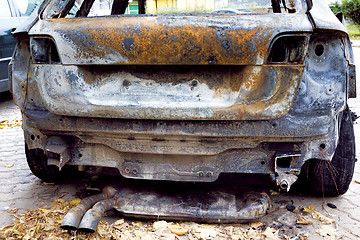Image showing Completely burnt car