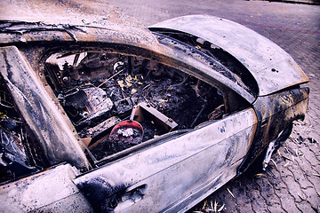 Image showing Completely burnt car