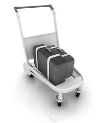 Image showing Trolley for luggage at the airport and luggage