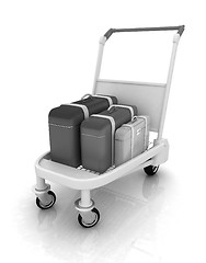 Image showing Trolley for luggage at the airport and luggage
