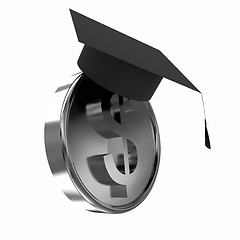 Image showing Graduation hat on gold dollar coin