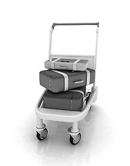 Image showing Trolley for luggage at the airport and luggage