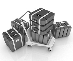 Image showing Trolley for luggage at the airport and luggage