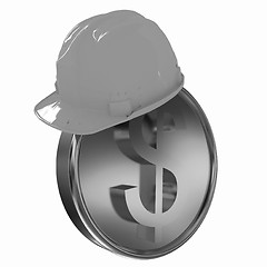 Image showing Hard hat on gold dollar coin