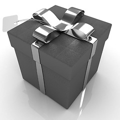 Image showing Leather gift-box with gold ribbon