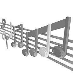 Image showing Various music notes on stave. Colorfull 3d