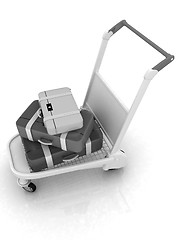 Image showing Trolley for luggage at the airport and luggage