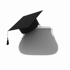 Image showing money bags education hat sign illustration design over white 