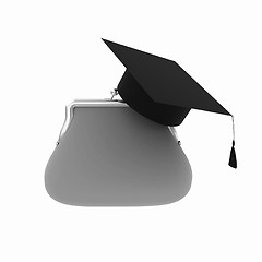 Image showing money bags education hat sign illustration design over white 