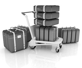 Image showing Trolley for luggage at the airport and luggage