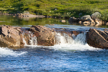 Image showing Arctic falls the river in tundra summer