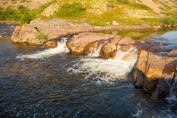 Image showing Arctic falls the river in tundra summer