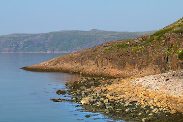 Image showing coast of the Barents Sea big round stones