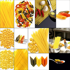 Image showing various type of Italian pasta collage