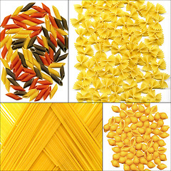 Image showing various type of Italian pasta collage