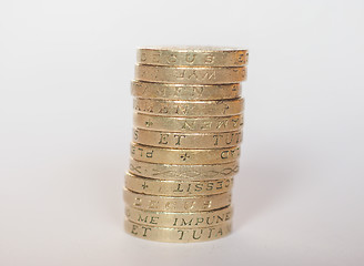 Image showing Pound coin pile