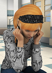 Image showing Stressed Schoolgirl