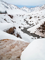 Image showing Winding River Through Snowy Valley
