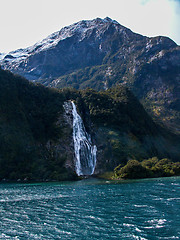 Image showing Waterfall At Milford Sound