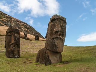 Image showing Two Moai At Front