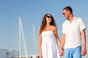 Image showing smiling couple in city