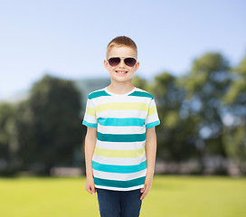 Image showing smiling cute little boy in sunglasses