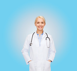 Image showing smiling female doctor with stethoscope