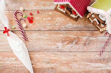 Image showing closeup of beautiful gingerbread houses at home