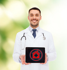 Image showing smiling male doctor with tablet pc